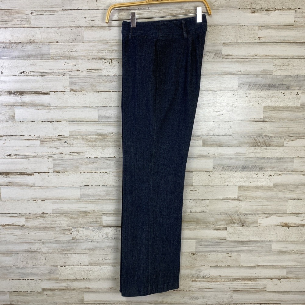 Josephine Essentials Pants Women 4 Navy Blue Chambray Trousers Wide Leg Career